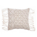 blue macrame outdoor pillow